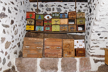 Plattner Bienenhof bee museum, historical bee hives, near Oberbozen at the Ritten Renon near Bozen Southern Tyrol Italy