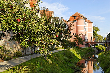 Donauwoerth Donauwoerth Swabia Bavaria Germany Rieder gate upon the river Woernitz