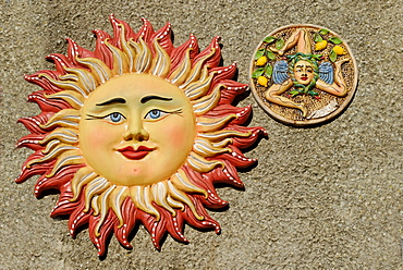 Sun ceramic andTrinakria Erice Sicily Italy