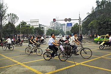 Cyclists, Chengdu, China, Asia