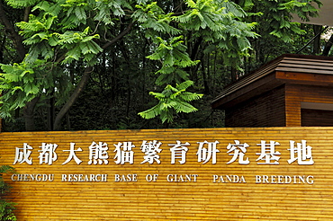 Entrance, panda breeding station near Chengdu, China, Asia