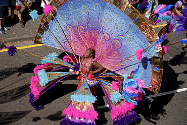 Woman dressed in an elaborate costume, St. Paul's Carnival, Bristol, England, UK, Europe