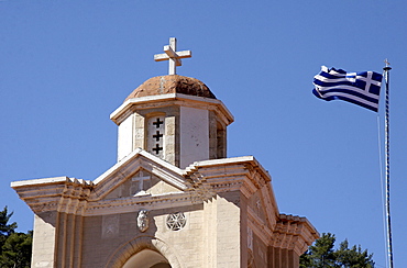 Bell tower and flag, Kykkos Monastery, Cyprus, Europe