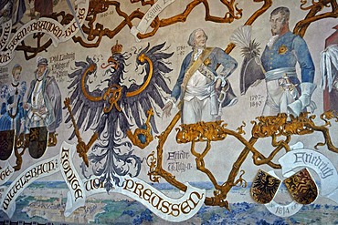 Historic wall painting in the ancestor hall in Castle Burg, Solingen, Bergisches Land, North Rhine Westphalia, Germany