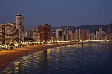 Evening mood, Playa de Levante, Benidorm, Costa Blanca, Spain