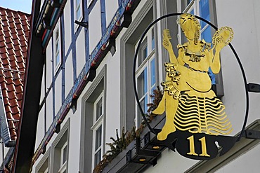 Streetnumber, old part of town, Lemgo, North Rhine-Westphalia, Germany