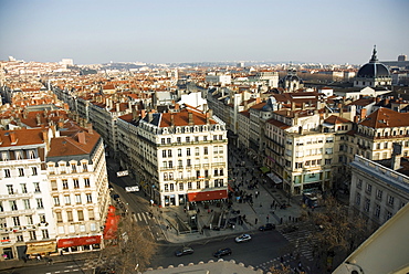 View over shopping street, Lyon, Rhone-Alpes, France