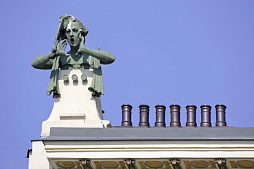 Housefronts decorated in art nouveau style in street Linke Wienzeile Vienna Austria