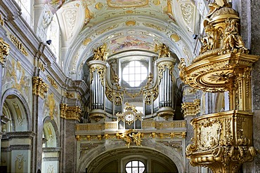 Organ and pulpit in the baroque pilgrimage church on the Sonntagsberg designed and planned by Jakob Prandtauer und Joseph Munggenast Lower Austria