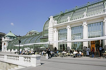 The palm house built in 1901 in the park Burggarten Vienna Austria