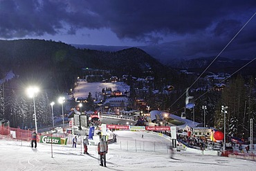 View to finish area first run ladies night slalom 12 29 2004 on Semmering in Lower Austria