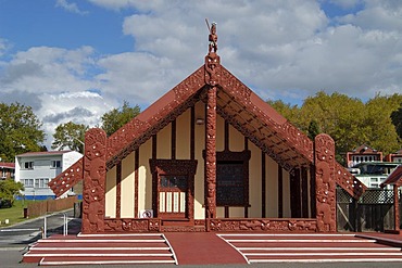 Tamatekapua Meeting House in Ohinemutu on Lake Rotorua New Zealand