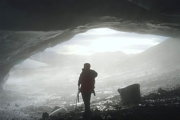 In the icecave at the west slope of the mountain Hrafntinnusker Iceland