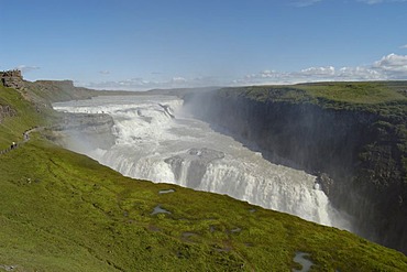 The golden waterfall Gullfoss at the road Kjolur F35 Iceland