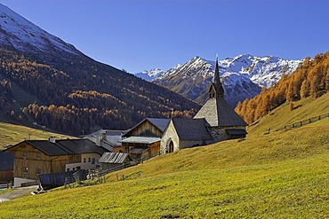 Gotic church St.Nikolaus, mountain village Rojen (2000m), South Tyrol, Italy