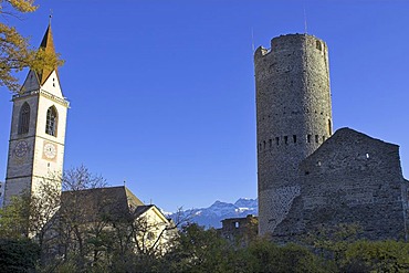 Frohlichs tower, Mals, village of Glurns, Upper Vinschgau, South Tyrol, Italy