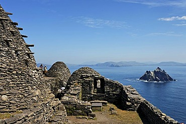 The stone houses which are built without cement the monk settlement which was founded 588 and was abandoned about 1100, Skellig Michael, Ireland