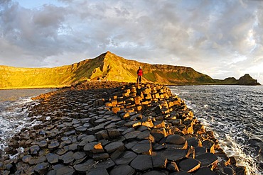 Sunset at the basalt columns of the GiantÂ¥s Causeway, Londonderry, North Ireland