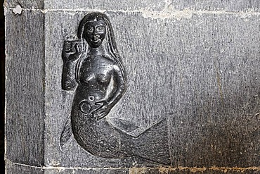 Reliefs of a mermaid (15.century) in the interior of the romanic church, Clonfert, Galway, Ireland