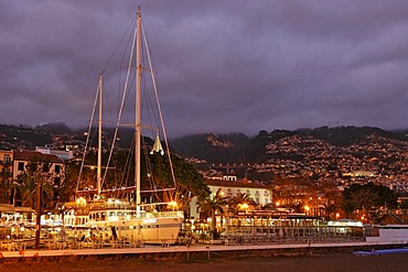 Restaurant on an old sailing ship called Beatles boat, Funchal, Madeira, Portugal