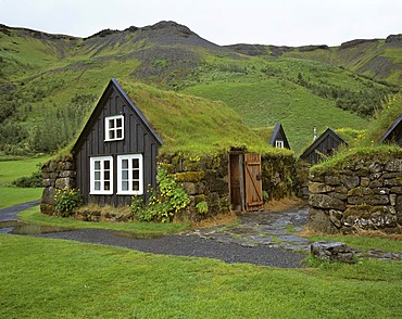 An old farmhouse in the open air museum of Skogar, Iceland