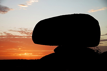 Silhouette of the Devil's Marbles (Karlu Karlu), sunset, Northern Territory, Australia