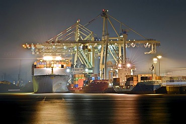 Tollerort container terminal in Hamburg harbour, Germany