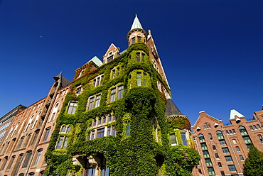 Warehouse district Speicherstadt and storage block O in Hamburg, Germany