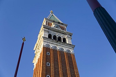 St Marks tower, campanile of San Marco, bell tower of St Mark's cathedral on St Mark's Square, Venice, Veneto, Italy, Europe