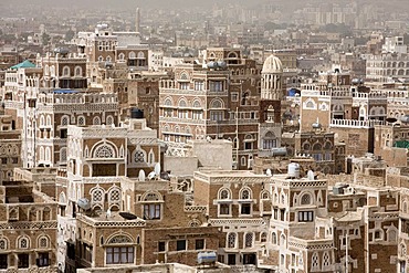 Buildings made of brick clay, historic centre of SanÃ«aÃ­, UNESCO World Heritage Site, Yemen, Middle East