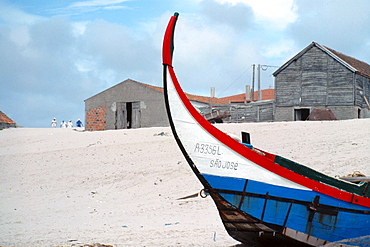 Boat on the beach in Esposende, northern Portugal, Europe