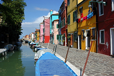 Building facades, Burano Island, Venice, Italy, Europe