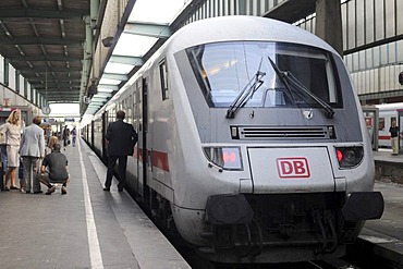 IC 2297 train headed for Salzburg, just before departure, Stuttgart Central Station, Baden-Wuerttemberg, Germany, Europe