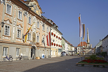 Main square with city hall, St Veit at the Glan, Carinthia, Austria