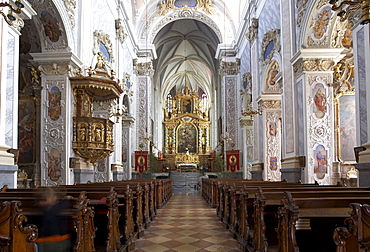 Interior view of the Benedictine Monastery's Collegiate Church Goettweig Abbey, Wachau, Austria, Europe