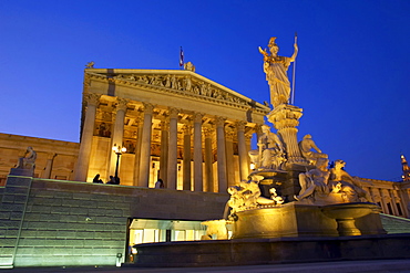 Parliament Building at night, Vienna, Austria, Europe