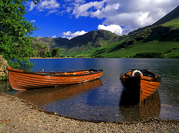 Boats at Buttermere, Lake District, Cumbria, United Kingdom, Europe