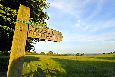 Signpost to Glastonbury Tor, Ley lines, Legend of King Arthur, National Trust, Glastonbury, Mendip, Somerset, England, Great Britain, Europe