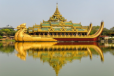 Restaurant ship on a lake in Yangon (Rangoon), Myanmar (Burma), Southeast Asia