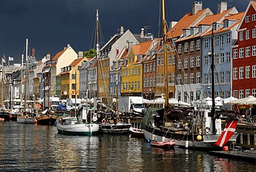 Historic boats in Nyhavn, Copenhagen, Denmark, Scandinavia, Europe