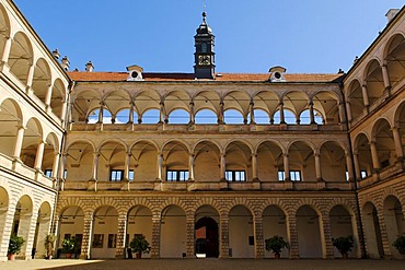 Courtyard of the Renaissance Chateau Litomysl, UNESCO World Heritage Site, East Bohemia, Czech Republic, Europe