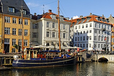 Historic boats in Nyhavn, Copenhagen, Denmark, Scandinavia, Europe