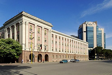 Old and new buildings, Deshmoret e Kombit Street, Tirana, Albania, the Balkans, Europe