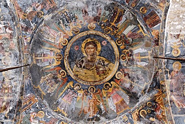 Medieval frescoes on the ceiling of St. Mary's Church, Kisha e Shen Marise, Voskopoje, Albania, Balkan Range, Europe