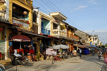 Tourist restaurants and souvenir shops on a street in Hoi An, UNESCO World Heritage Site, Vietnam, Asia