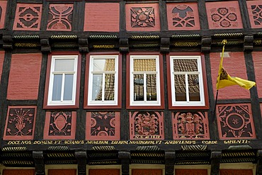 UNESCO World Heritage Site House Gilde zur Rose, front of framework Quedlinburg, Saxony-Anhalt, Germany