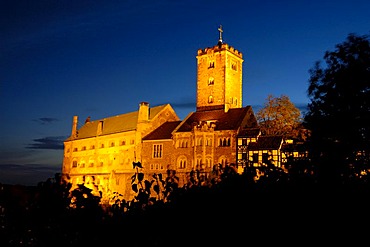 UNESCO World Heritage Site Wartburg at night, Germany, Thuringia