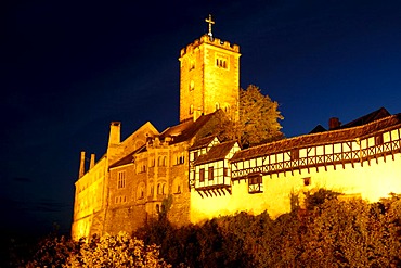 UNESCO World Heritage Site Wartburg at night, Germany, Thuringia