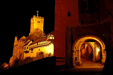 UNESCO World Heritage Site Wartburg at night, Germany, Thuringia