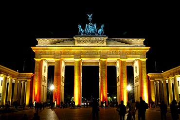 Brandenburger Gate with Quadriga at night Berlin Germany